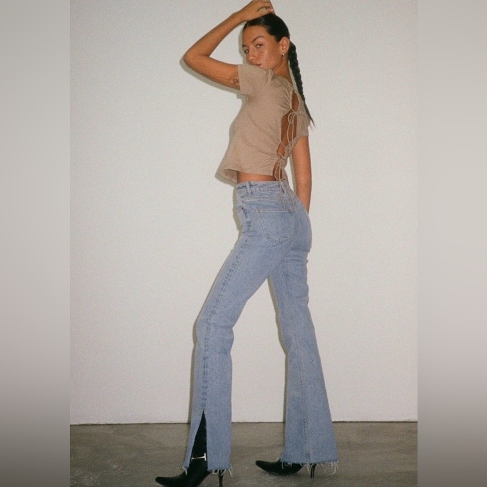 MOTEL DENIM Blue Women's High-Rise Split Hem Jeans - Small